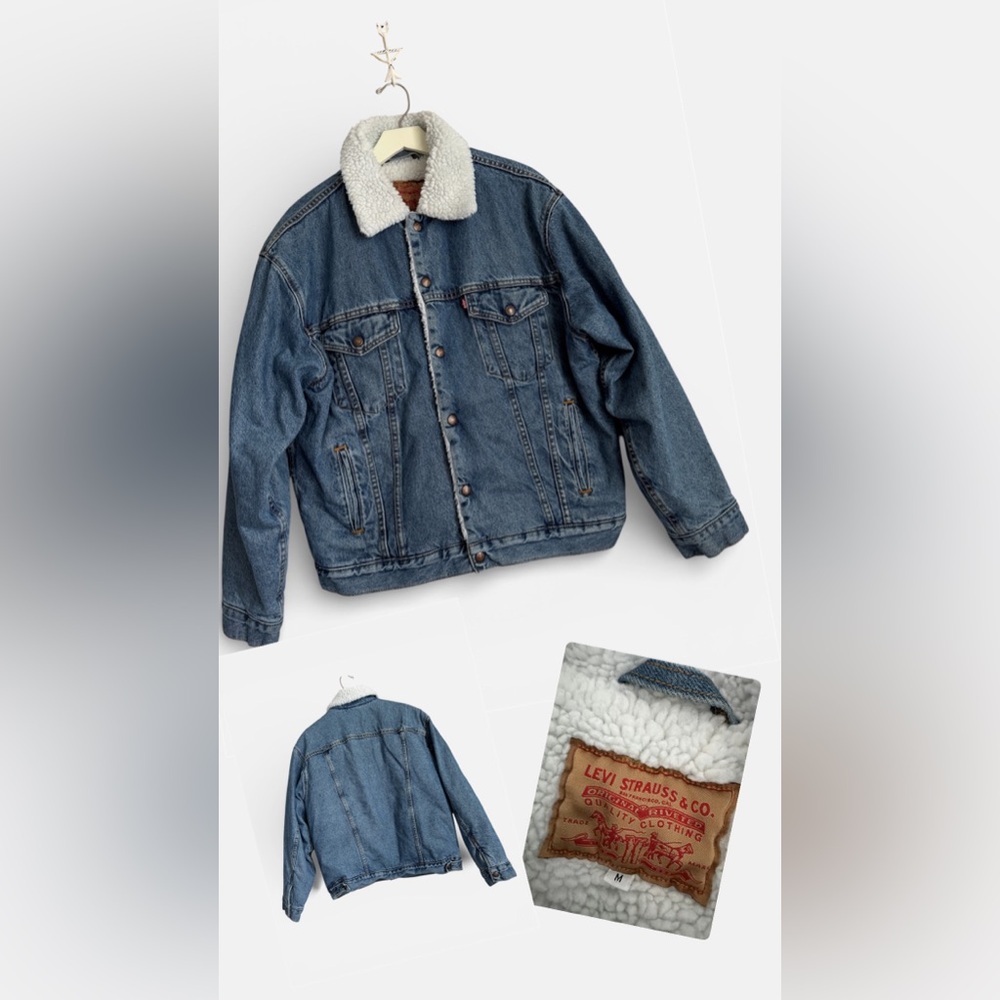 Vtg 90s Levi's Sherpa Lined Denim Trucker Jacket Made In USA (Unisex)